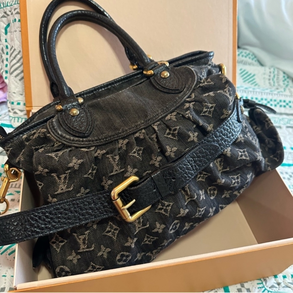Louis Vuitton Limited Edition Denim Monogram Neo Cabby MM In Black
